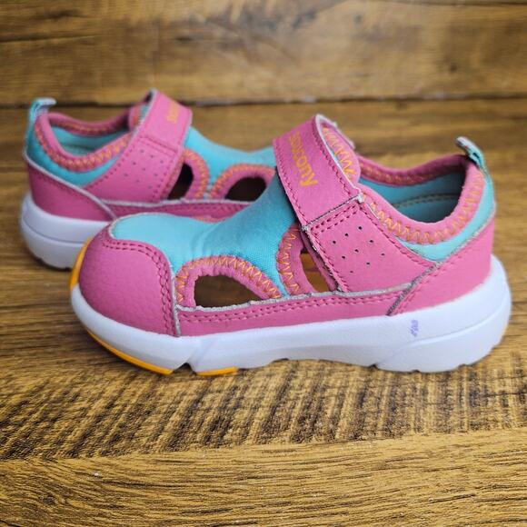 Saucony Quicksplash JR Pink Blue Slip on Watershoe sneaker sz 5.5M - Picture 3 of 9